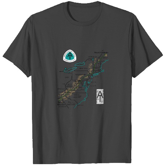 AT Logo Appalachian Trail Hiking Map 448 T Shirts
