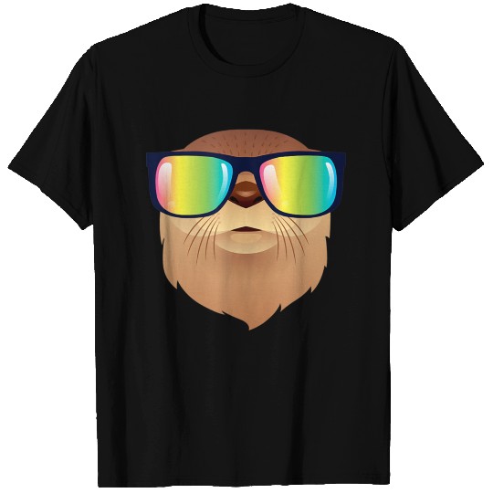 Cool Otter With 80s Rainbow Color Sunglasses T Shirts