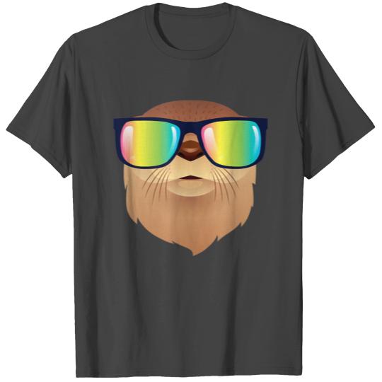 Cool Otter With 80s Rainbow Color Sunglasses T Shirts