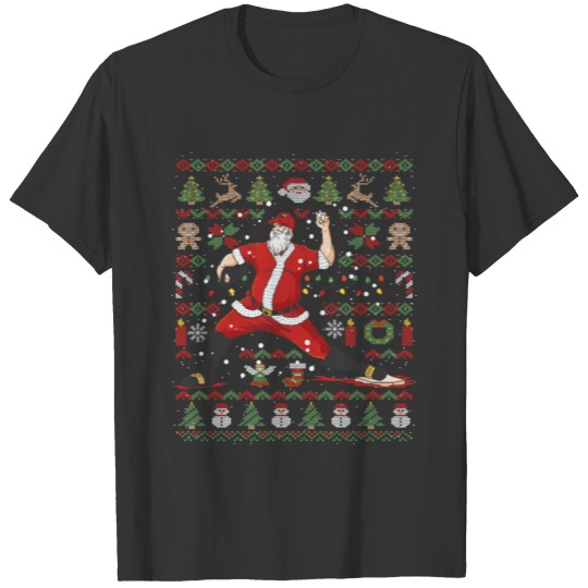 Ugly Christmas Pitcher Baseball Santa Claus Gift T Shirts