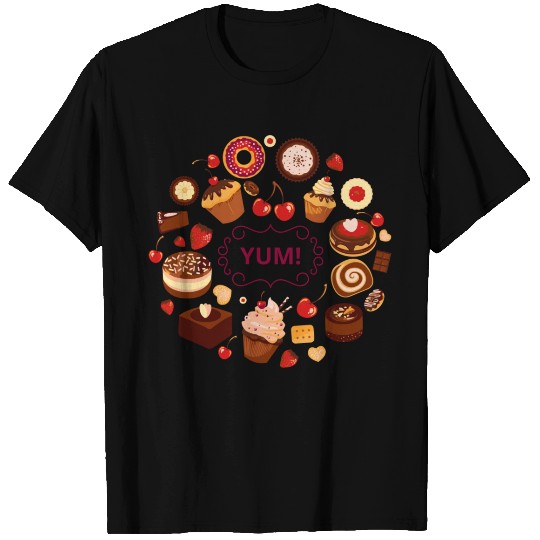 Desserts Yum Cup Cake Ice Cream Pie Cherry T Shirts
