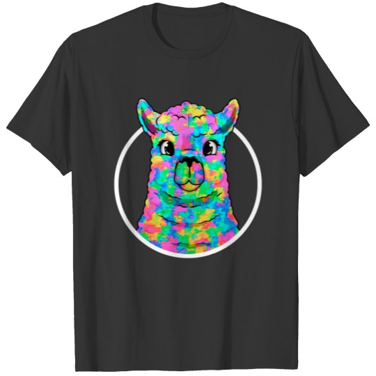 No Lama no Drama | Rainbow Llama Head Alpaca T Shirts
