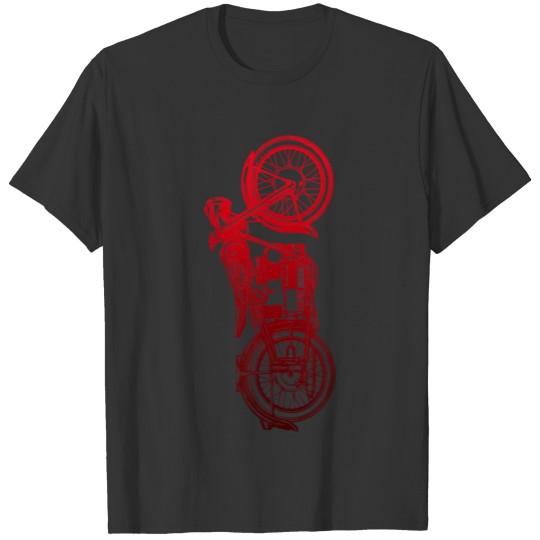 Classic Biker Vintage Retro Black Motorcycle Red T Shirts