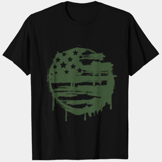 American Flag Graffiti military green T Shirts