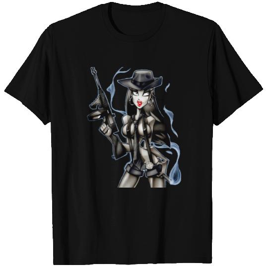 1930's Female Fed with Tommy Gun T Shirts