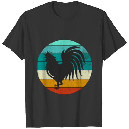 Retro Rooster Vintage Sunset Cockerel Colorful Sun T Shirts