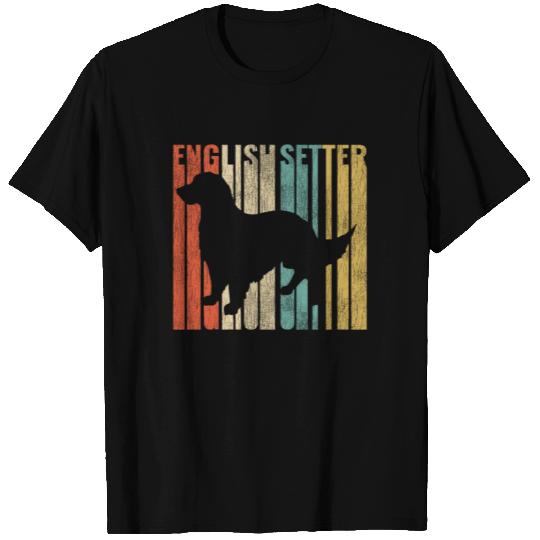 English Setter Retro 1970s Dog Silhouette Cracked T Shirts