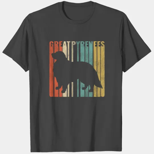 Great Pyrenees Retro 1970s Dog Silhouette Cracked T Shirts
