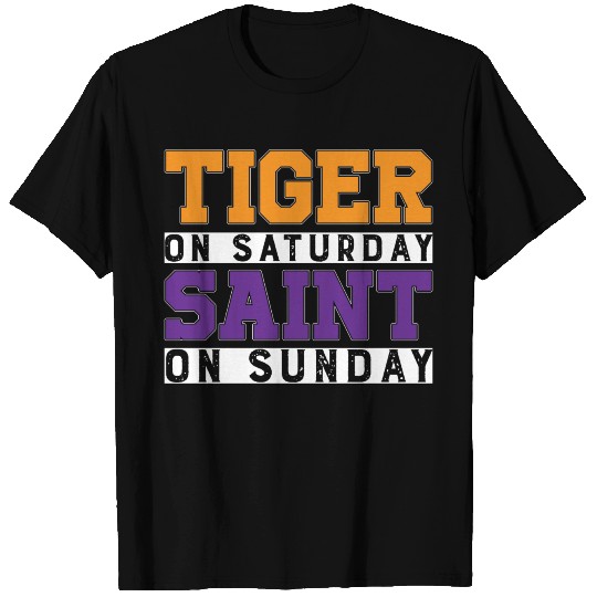 Tiger On Saturday Saint On Sunday T Shirts