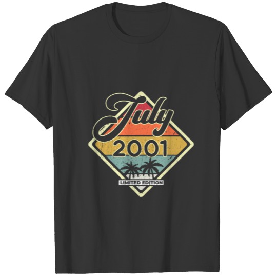 Vintage 20th Birthday July 2001 Sports Gift T-shirt