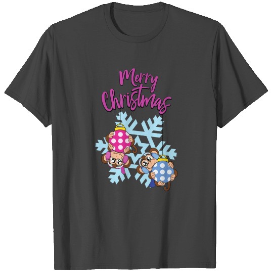 Merry Christmas Balls Holiday Funny Monkey Snow Wi T Shirts
