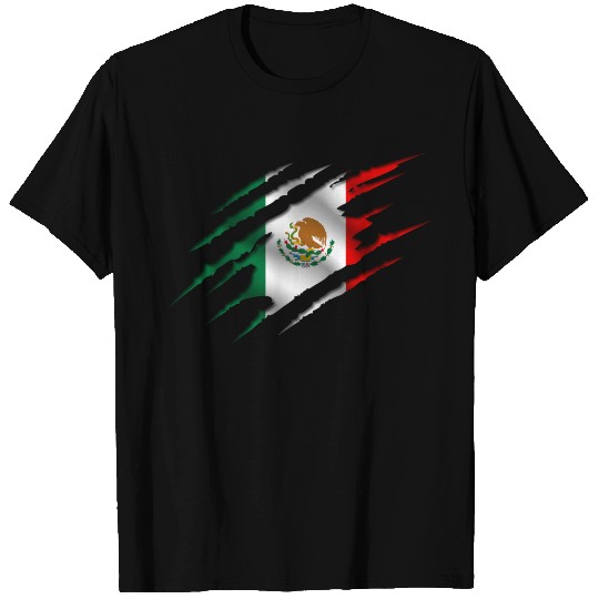 Mexico mexican flagg green white red ripped T Shirts
