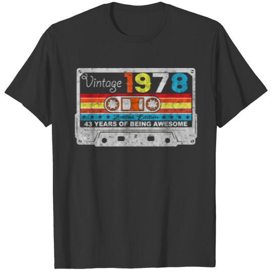 43 Year Old Shirt Vintage Retro 1978 43Th Birthday T-shirt