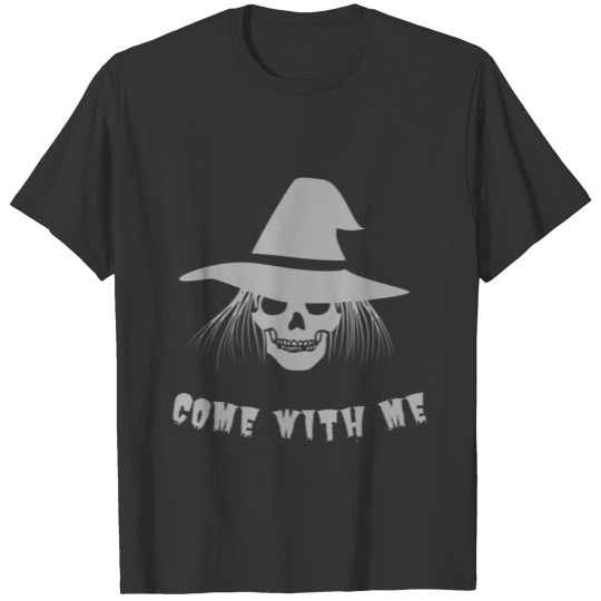 Come with Me Devil Skull Ghost Silver Halloween T Shirts