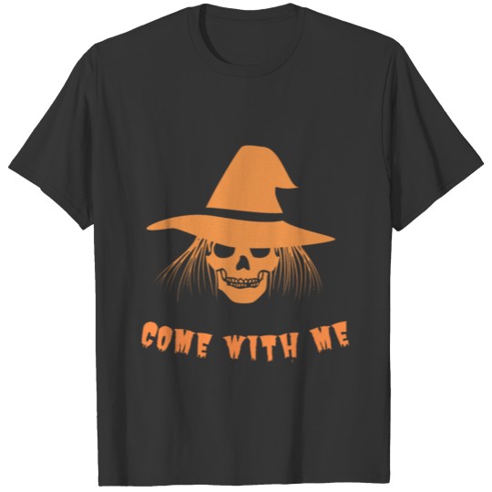 Come with Me Devil Skull Ghost Orange Halloween T Shirts