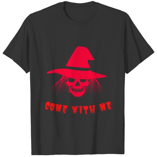 Come with Me Devil Skull Ghost Red Halloween T Shirts