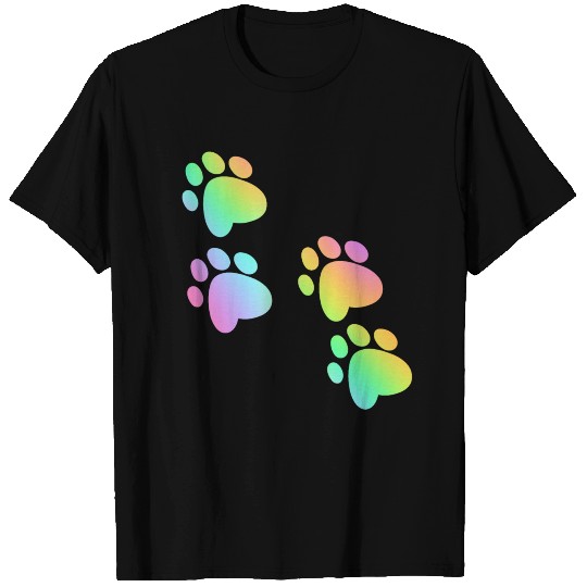 Rainbow Ombre Paw Prints T Shirts