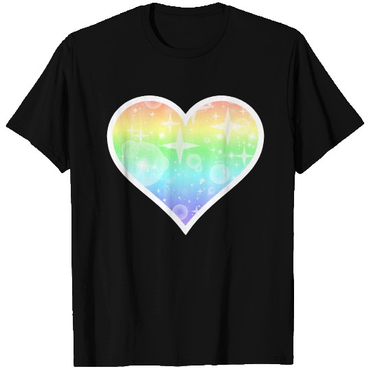 Kawaii Pastel Rainbow Heart Design T Shirts