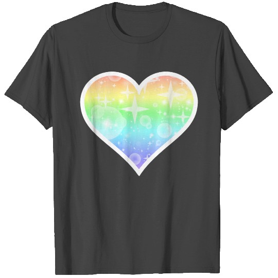 Kawaii Pastel Rainbow Heart Design T Shirts