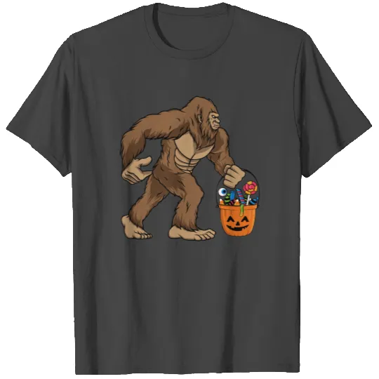 Bigfoot Halloween Pumpkin Sasquatch Candy Bucket T Shirts