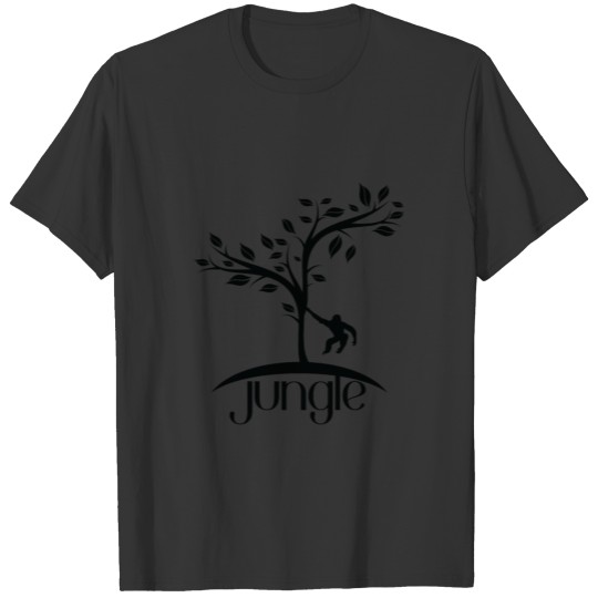 A black monkey hanging from a tree in the jungle T Shirts