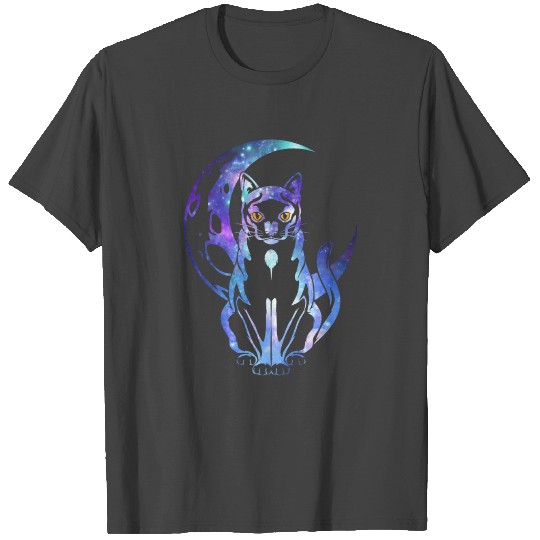 Tarot Card Crescent Moon Mystical Cat Halloween T Shirts