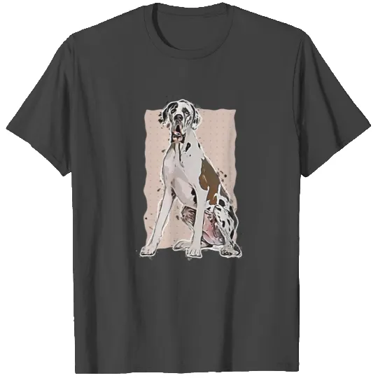 harlequin great dane dog sitting T Shirts