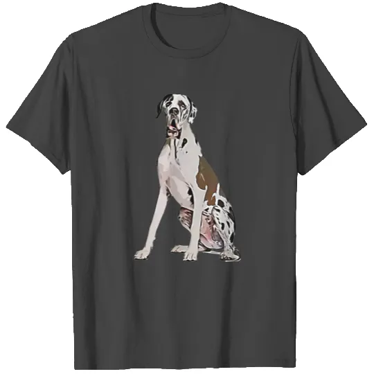 harlequin great dane dog sitting T Shirts
