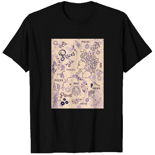 Vintage Pisces Zodiac Design T Shirts