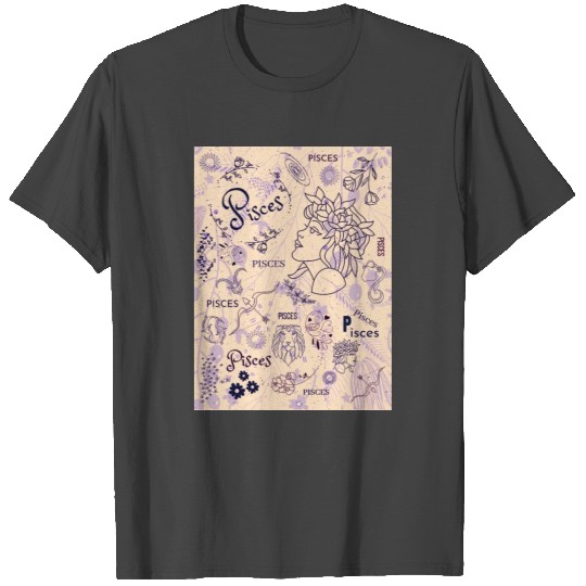 Vintage Pisces Zodiac Design T Shirts
