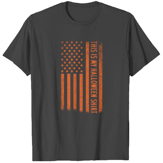 This is my Halloween T Shirts Orange American Flag
