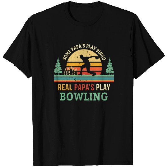 Bowling Papa T Shirts Retro Sunset Bowling Father S