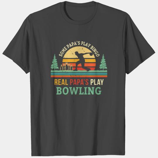 Bowling Papa T Shirts Retro Sunset Bowling Father S