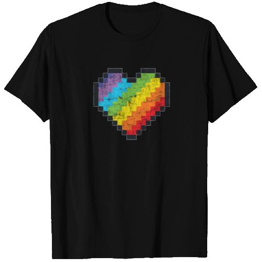 Lgbt Pride Gaymer Pixel Art Heart T Shirts