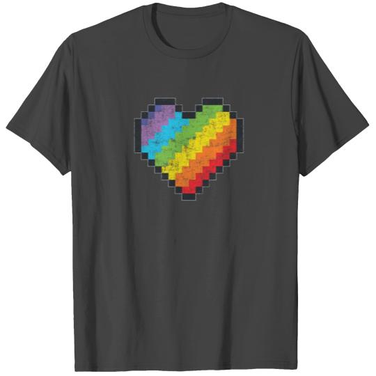 Lgbt Pride Gaymer Pixel Art Heart T Shirts