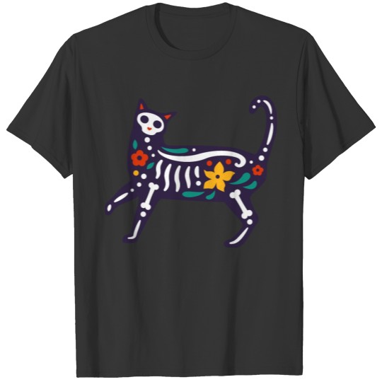 Colorful Day of the Dead Cat | Dia de los Muertos T Shirts