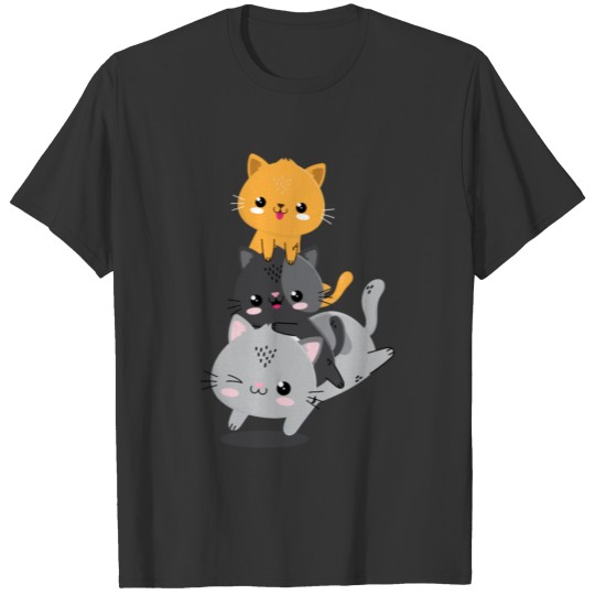 Kawaii Cat Kitty Pile Cute Cat Lover Anime Neko Ca T-shirt