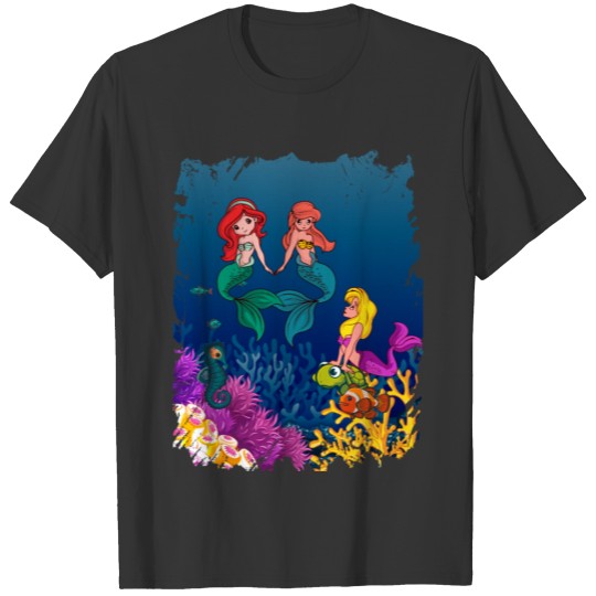 Mermaid Squad Cute Mermaid Art Birthday Party T-shirt