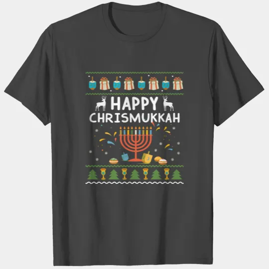 Happy Chrismukkah Ugly Hanukkah Ugly Sweater Gift T Shirts