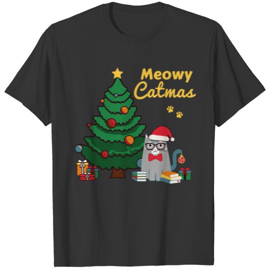 Cat Christmas Meowy Catmas T Shirt Long Sleeve Boo T-shirt