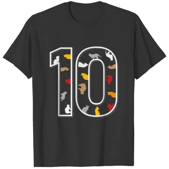 10th tenth birthday cats tenth anniversary gift T Shirts