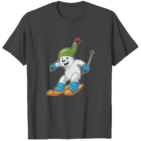 Polar bear as Skier with Ski & Bobble hat T Shirts