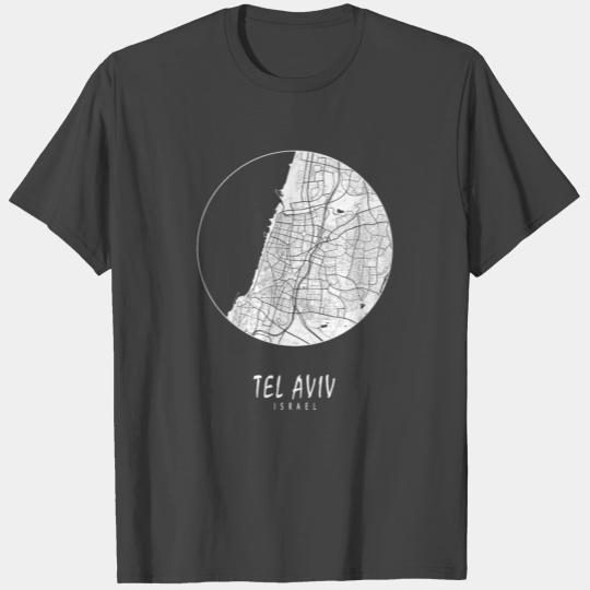 Tel Aviv, Israel City Map - Full Moon T Shirts