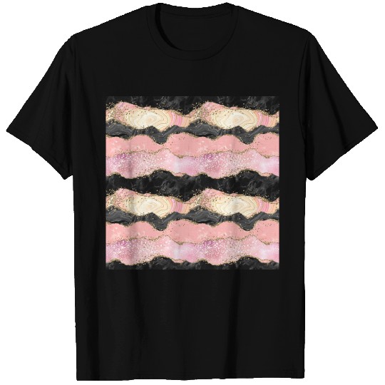 Pretty Pink Rose Gold Glitter Glam Agate T Shirts