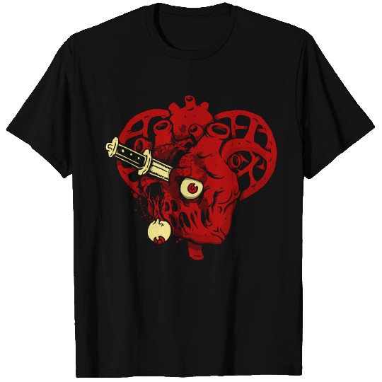 Horror Art Zombie Bleeding Heart Psychobilly Lowbr T Shirts