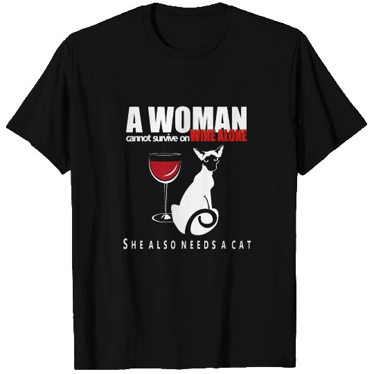 Woman, Wine, Siamese Cat T Shirts