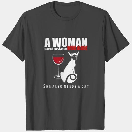 Woman, Wine, Siamese Cat T Shirts