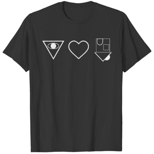 Eye, heart and house icon T-shirt