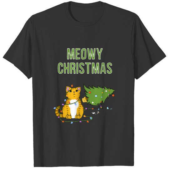 Christmas Cat Orange Tiger Tabby Xmas Tree Kitty C T Shirts