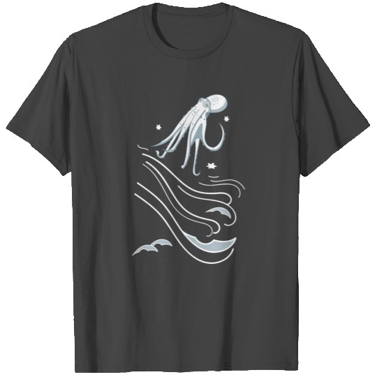 funny octopus and sea T Shirts